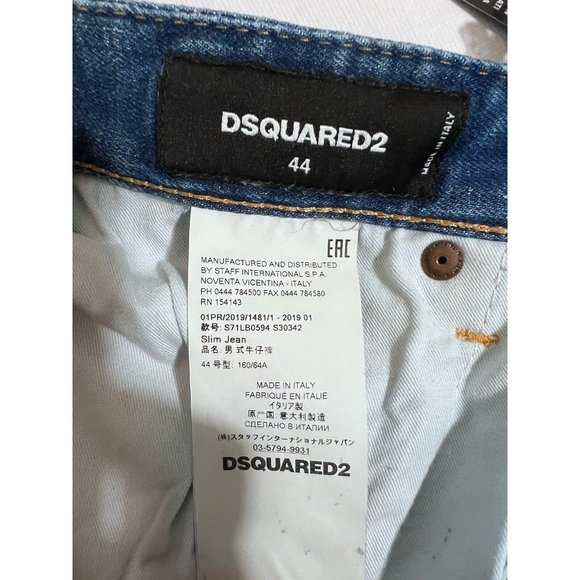 DSQUARED2 Mens Slim Jean Jeans IT44 W30 Blue Denim S71LB0594S30342470 NWT - Picture 12 of 16